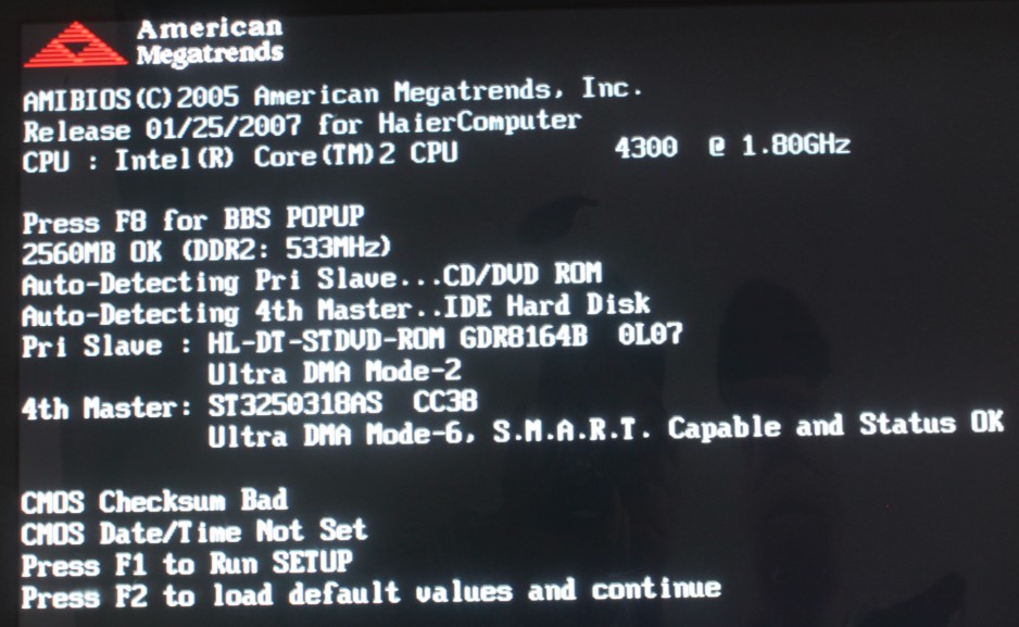 电脑开机显示F1F2才能进入系统