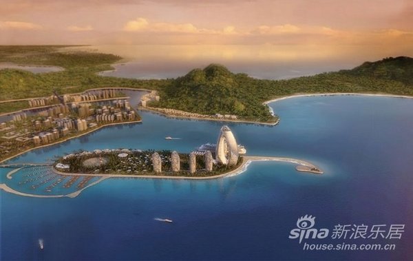三亚凤凰岛位于三亚市三亚湾阳光海岸的核心,是在大海礁盘之中吹填出的人工岛。 该岛四面临海,由一座长394米、宽17米的跨海观光大桥与市区滨海大道光明路相连,距三亚市繁华商业主路解放路垂直距离小于1000米,南侧临鹿回头风景区,东南侧临三亚河入海口,西侧为东、西凤凰岛长1250米,宽约350米,占地面积547.